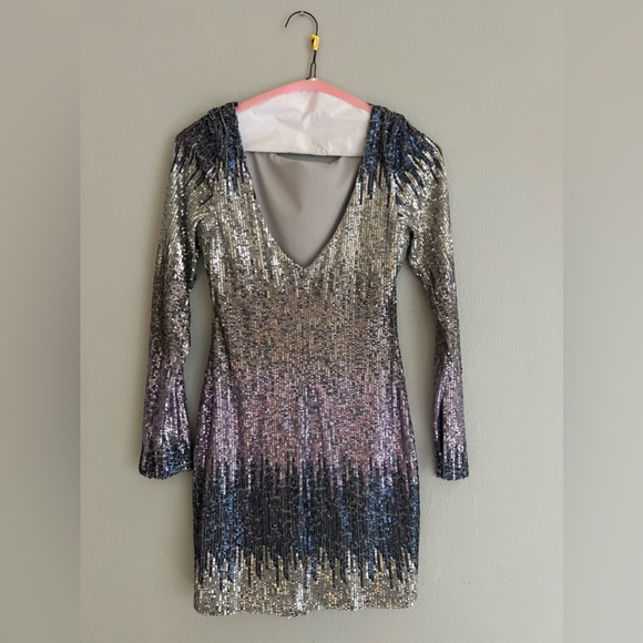 Short silver sparkle party dress - Picture 4 of 5